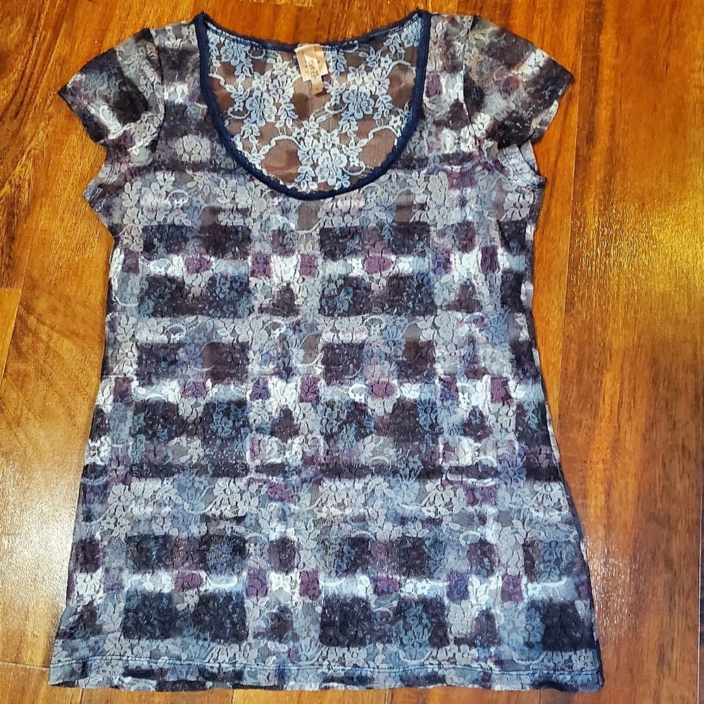 • Rue 21 • Floral Fitted Top • Nylon/Mesh